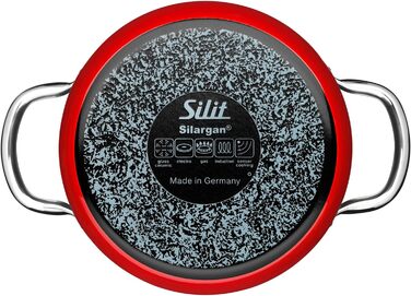 Набір каструль Silit Passion Red 4 предмети, силарганова кераміка, з жаровнею та скляними кришками, для індукції, червоний