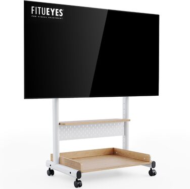 Підставка для телевізора FITUEYES на колесах, регульована по висоті, для телевізорів 40-85 дюймів, VESA 600x400 мм, біла