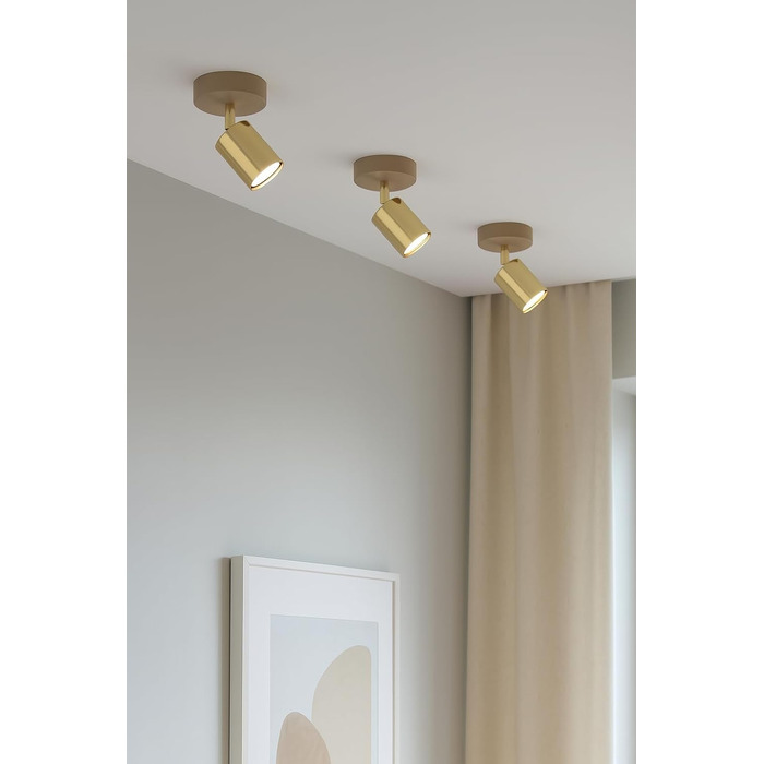 Потоховий світильник-спот Beige, поворотна LED люстра з металу (золота), GU10 для кухні, вітальні та передпокою, сучасний дизайн, 1 лампа