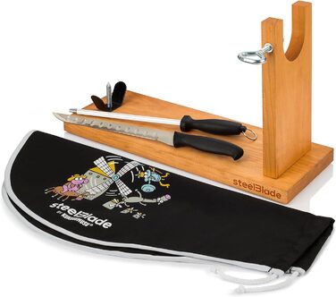 Набір для шинки Steelblade Kukuxumusu: кришка, ніж, мусат, підставка з дерева Banqueta Quijote