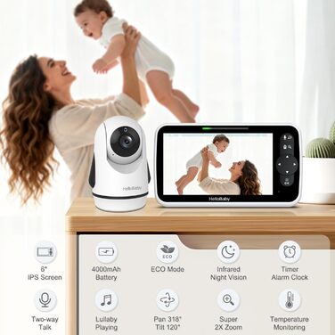 Відеоняня HelloBaby HB6351Plus з камерою та аудіо, 5