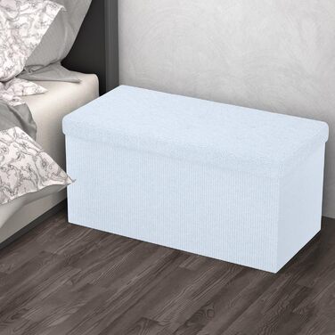 INTIRILIFE Складана пуф-лава 76x38x38 см, біла, з кришкою і місцем для зберігання, текстиль, пуф-куб, відкидний ящик для речей, сидіння і підставка для ніг