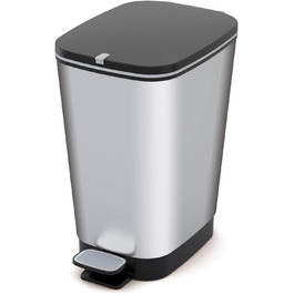 Сміттєвий бак CURVER KIS Chic Bin Style, пластик, сріблястий металік, 25 л, 26,5x40,5x45 см