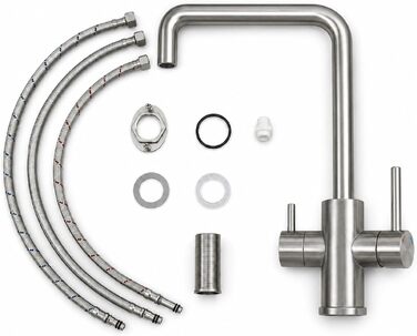 Змішувач кухонний AORA® VANTO INOX з нержавіючої сталі 304 для фільтра води та системи зворотного осмосу, поворотний вилив 360°