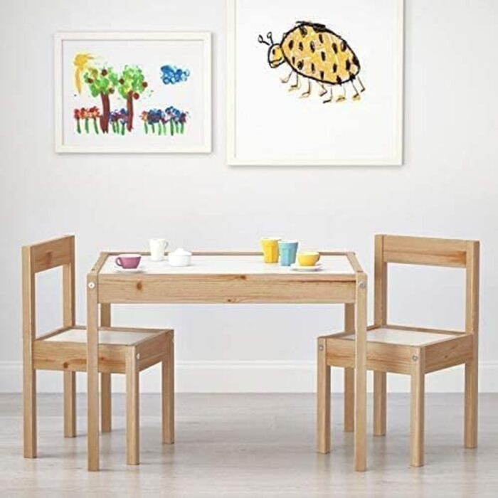 Дитячий стіл з 2 стільцями Ikea LATT, білий, натуральне дерево