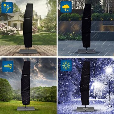 Чохол для парасольки SPRINKS® до 300 см, чорний - захист від сонця, дощу та УФ-променів. Зі сталевим стрижнем для зручного одягання. Розмір: 260 x 40/70/50 см