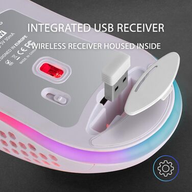 Бездротова ігрова миша Mars Gaming MMW3W RGB Flow, ультралегка (79г), 3200 DPI, біла