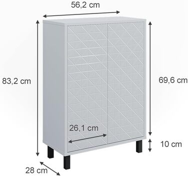 Пенал для ванної Vicco Agasta, білий глянець, 56.2x83.2 см, 3 полиці