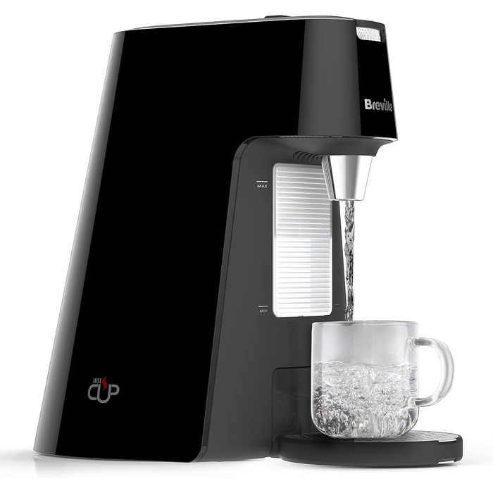 Breville HotCup - дозатор гарячої води 3 КВт, регульована висота чашки, 1,7 л, чорний, блискучий, VKT124