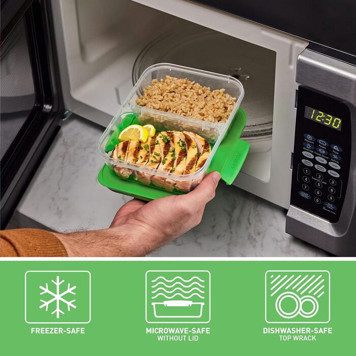 Набір контейнерів для їжі Nest IT Meal Prep | 5 шт, 1.9 л, 3 відділення, зелені