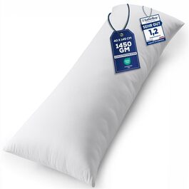 Подушка для вагітних та сну Utopia Bedding 40x145 см, м'яка подушка-обіймашка з наповнювачем з порожнистого волокна для підтримки тіла та сну на боці, біла