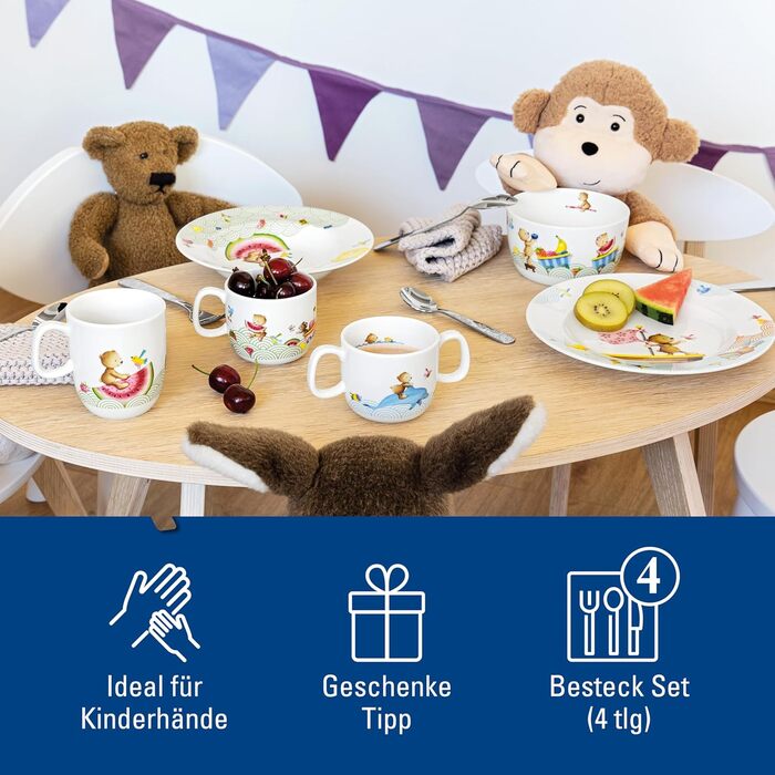 Набір дитячого столового прибору Villeroy & Boch Hungry As A Bear (4 шт.), нержавіюча сталь, безпечний, для дітей