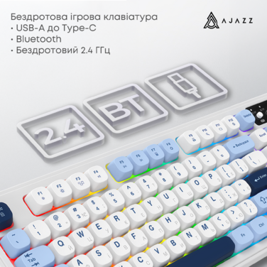 Бездротова клавіатура Ajazz AF98 PLUS Glacier Blue (AF98-PLUS-GB)