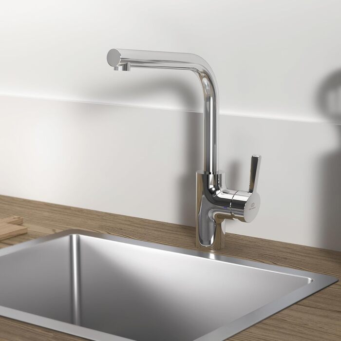 Змішувач кухонний Ideal Standard Alero з висувним душем, поворотний 360°, економія води 12 л/хв, хром (L-винос)