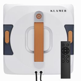 Робот-прибиральник вікон KLAMER 3500 Pa – автоматичний мийник вікон з резервуаром 100 мл, функцією вологого прибирання, розпізнаванням країв, тихий (60 дБ), захист від падіння та смарт-планування. Білий