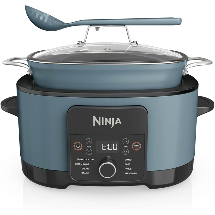 Ninja Foodi PossibleCooker (8 л), Цифрова мультиварка та повільноварка 8-в-1 з каструлею, вставкою для пароварки, ложкою та скляною кришкою, Мультиварка, приготування на парі, смаження, випікання, 8 порцій