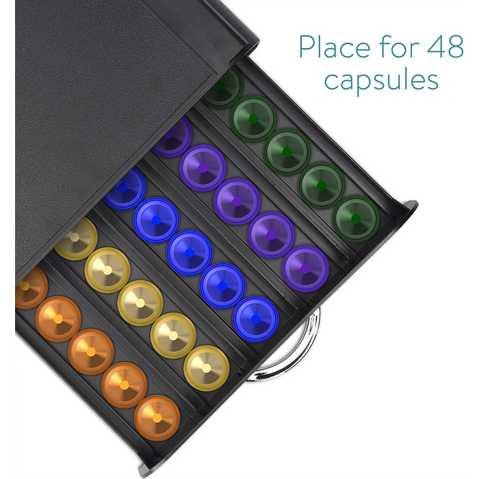 Підставка для кавових капсул Navaris для Nespresso, зберігання 50 капсул, чорна коробка для кавомашини