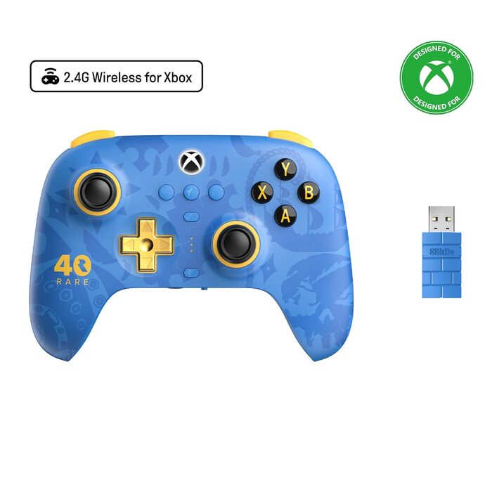 Бездротовий геймпад 8BitDo Ultimate 3-mode для Xbox Series X|S, Xbox One, PC, Android, Apple — Hall Effect стіки, додаткові кнопки Pro, Rare 40th Anniversary Edition