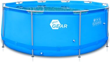 Басейн каркасний your GEAR, стальний, круглий/прямокутний/квадратний, висота 70-122 см, для саду, синій, різні розміри (300x200, 300x300, 400x200, Ø366 см, Ø457 см, Ø366x122 см)