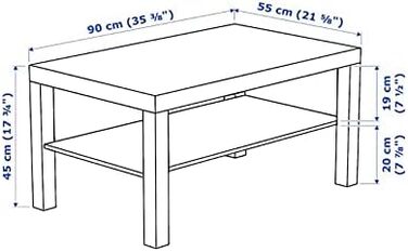Журнальний стіл IKEA Lack 90x55 см, білий з ефектом дуба
