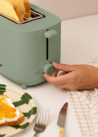 Тостер CREATE TOAST STUDIO Salbeigrün - 6 режимів, піддон для крихт, термостат, розморожування, підігрів, 2 широкі слоти, 750W