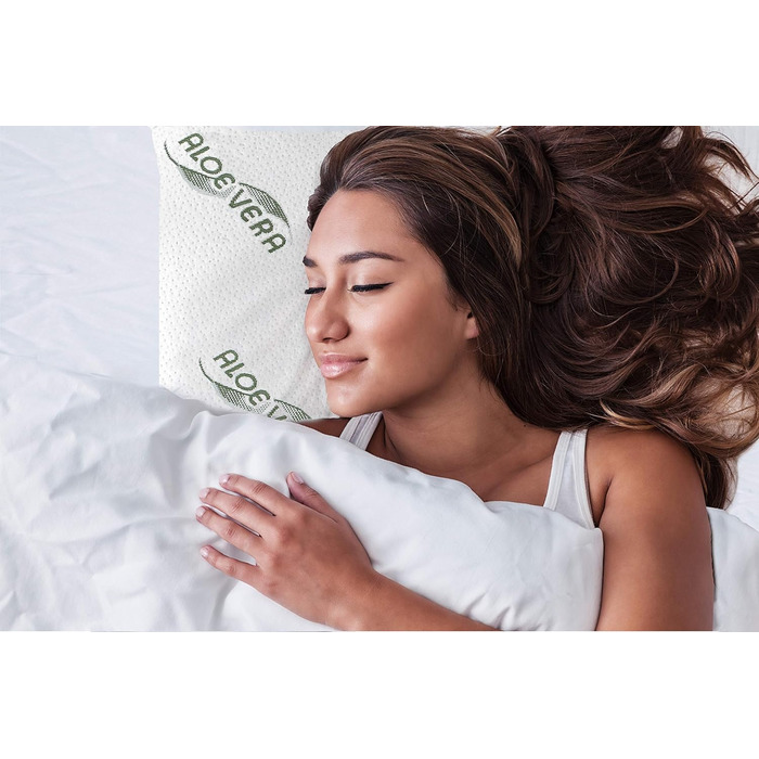 Ортопедична подушка для шиї Siebenschläfer - подушка з віско-гелевої піни (Memory Foam) з чохлом з алое вера - розмір 70x42 см, висота 15 см