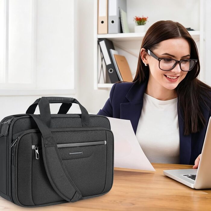 Сумка для ноутбука VANKEAN Premium Briefcase, чохол для ноутбука до 15.6 дюймів, чорно-сіра