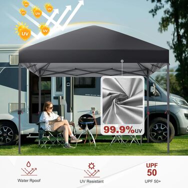 Павільйон садовий ABCCANOPY 3x3м водонепроникний розкладний чорний для пікніка та фестивалів