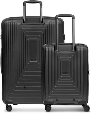 Набір валіз REDOLZ Essentials 14 Black Metallic - 2 шт (S + L) з відділенням для ноутбука | Розширювані валізи для жінок та чоловіків