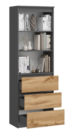 Стелаж SaraMeble 60 x 180 x 35 см, антрацит, дуб вотан