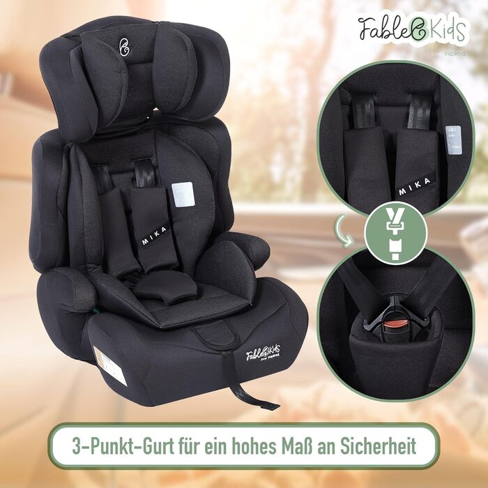 Автокрісло Kinderautositz 9-36 кг, 3-точкова система безпеки, для дітей 15 місяців, чорний колір, регульована підголовник, ECE R129/03