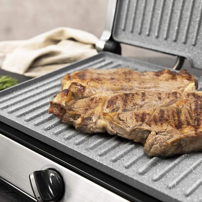 Електрогриль Cecotec Rock'nGrill 1500 Rapid з RockStone-покриттям, регульованою кришкою та знімною підставкою для жиру