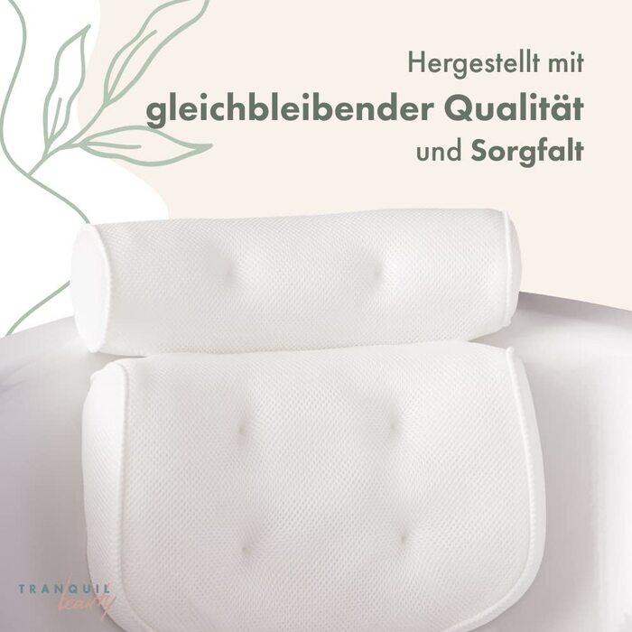 TranquilBeauty подушка для ванни – нековзна, ергономічна, для голови та спини, у подарунковій коробці