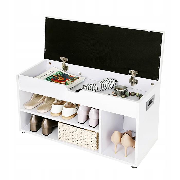 Обувниця з сидінням Songmics, 80 x 44 x 30 см, біла
