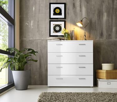 Комод BMG Marbella 3 з шухлядами, білий глянець, 91x88x32 см