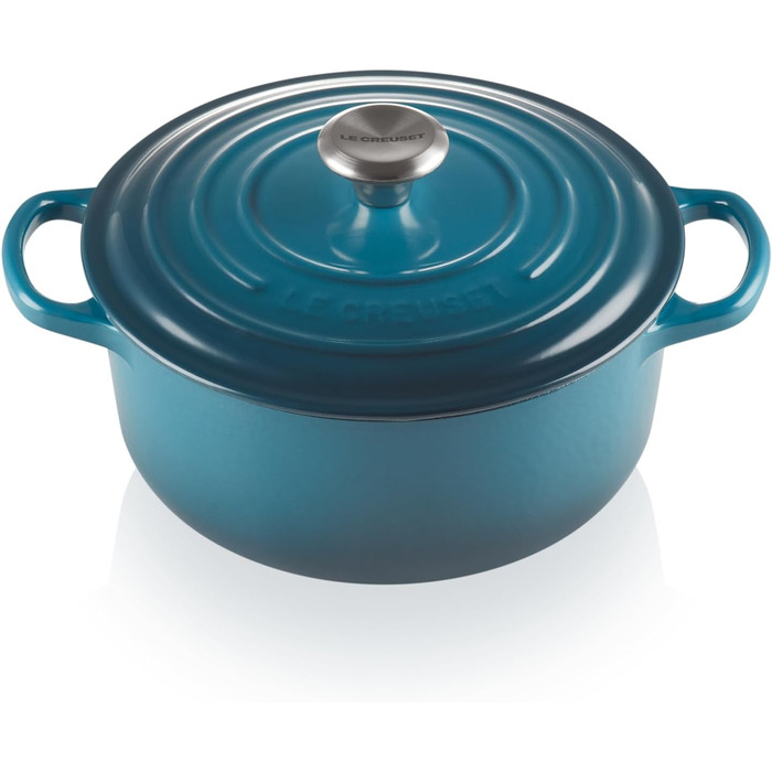 Чавунна каструля Le Creuset Signature з кришкою, кругла, 20 см, 2,4 л, для всіх плит і індукції, Deep Teal