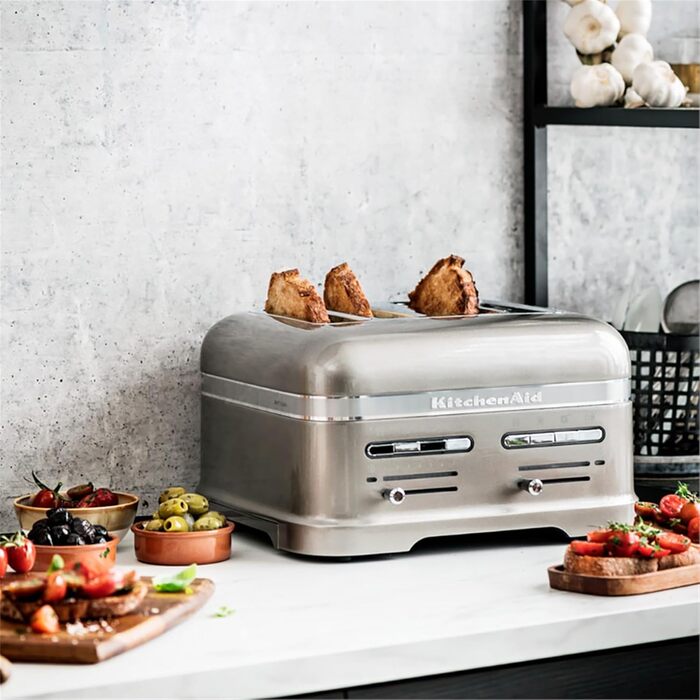 Тостер KitchenAid Artisan 5KMT2204 (Pebble Palm) на 4 тости, сріблястий