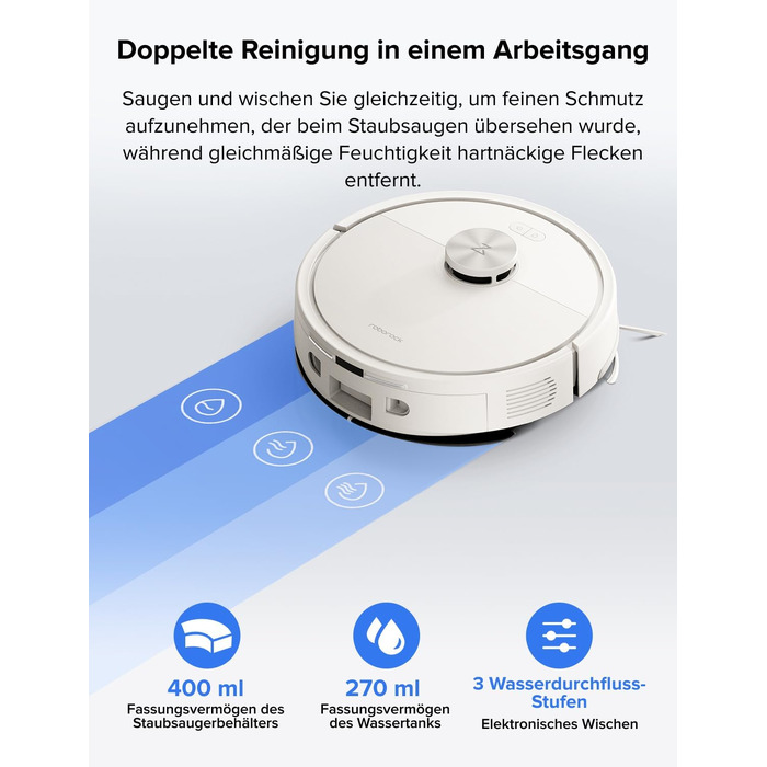 Робот-пилосос Roborock Q7 L5 з системою Dual Anti-Tangle, потужність всмоктування 8000 Па, точна навігація та зони No-Go, білий