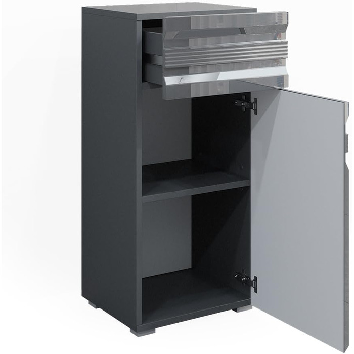 Пенал для ванної Vicco Freddy, антрацит глянець, 36x79 см