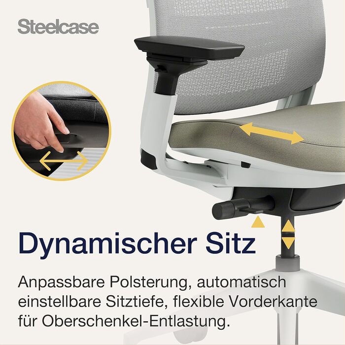 Офісний стілець Steelcase Series 2 з підтримкою спини LiveBack, 4D підлокітники, регульована підголівник, колір Трюфель
