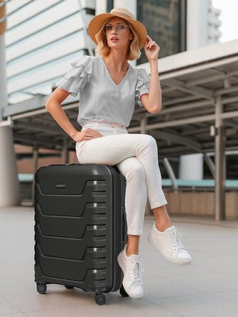 Валіза Smartbox XL 76 см, розширювана (111–120 л), легкий дорожній чемодан з поліпропілену, 4 подвійні колеса, TSA замок, чорний (Edition 01)