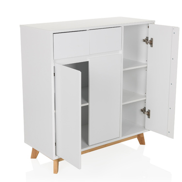 Тумба для взуття / комод ESTHA 80x34x85 см 2 висувних ящика 3 двері білий hjh LIVING