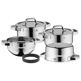 Набір каструль WMF Compact Cuisine 4 предмети для індукції з кришками, нержавіюча сталь Cromargan, з внутрішньою шкалою
