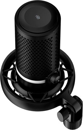 HyperX DuoCast USB конденсаторний мікрофон з RGB підсвіткою, вбудованим поп-фільтром, антивібраційним кріпленням, регулюванням підсилення, сумісний з ПК, PS5, PS4, Mac, чорний