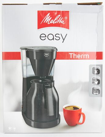 Кавоварка Melitta Easy Therm з термокувшином, фільтраційна, до 8 чашок, чорна, з функцією захисту від капання