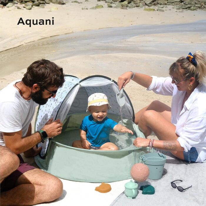 Дитяче пляжне намет Babymoov Strandmuschel 3-in-1 Aquani Matrose з UV-захистом SPF 50, басейн та манеж для відпочинку (Прованс)
