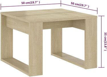 Журнальний стіл vidaXL, дуб сонома, 50x50x35 см, деревостружковий, для вітальні, кавовий, приставний