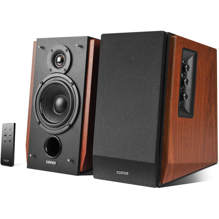 Акустична система Edifier R1700BT: активні полочні колонки з Bluetooth, цифровим та аналоговим входами, корпус із натурального дерева, з пультом ДК