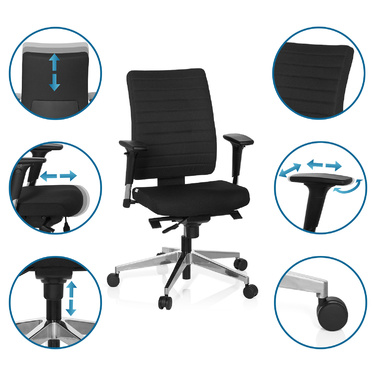 Офісне крісло / поворотне крісло PRO-TEC 350 тканина чорний hjh OFFICE