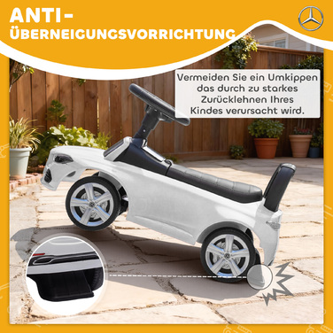 Дитячий електромобіль Mercedes-Benz C-Class з клаксоном, звуками двигуна, місцем для зберігання речей, для дітей 18-36 місяців, білий